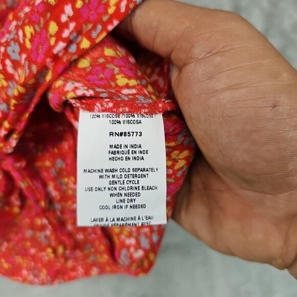 O'Neill Crop Top Womens Size M Orange Floral Ruched Front V-Neck Viscose Tank - Picture 6 of 9